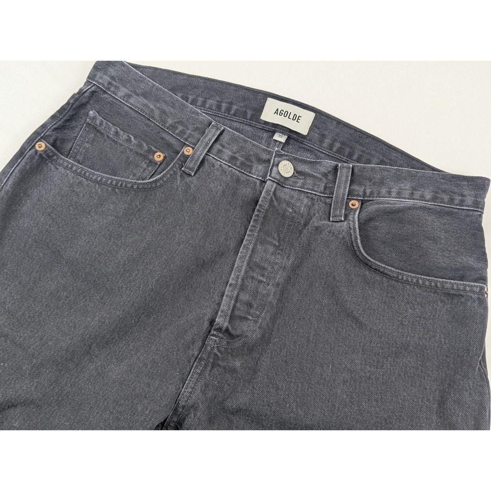 Agolde High Rise Stovepipe Jeans Womens 33 Black Straight Leg‎ 34x31 Designer
